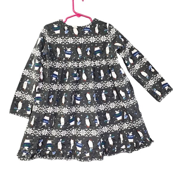 Hanna‎ Andersson Girls' Holiday Nightgown Sz 4T Penguin & Snowflake Pattern Gray - Picture 5 of 5